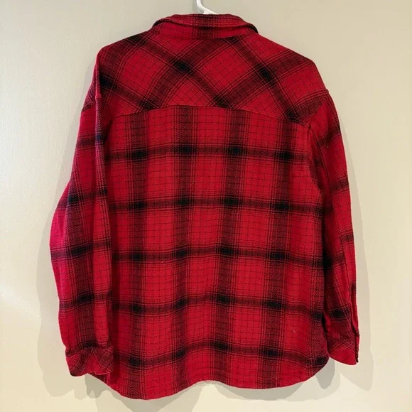 Women's Red Plaid Button-Up Jacket - Picture 5 of 5
